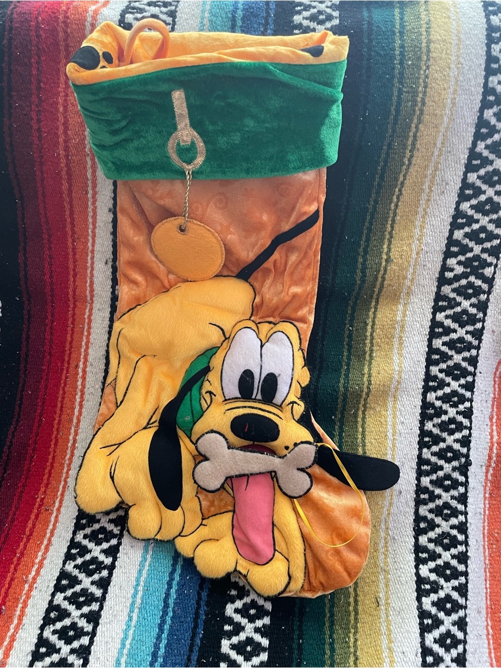 Disney Plush Pluto Dog Stocking - Yellow & Green